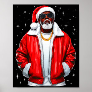 Afroamerikanischer Weihnachtsmann Weihnachts-Pyjam Poster