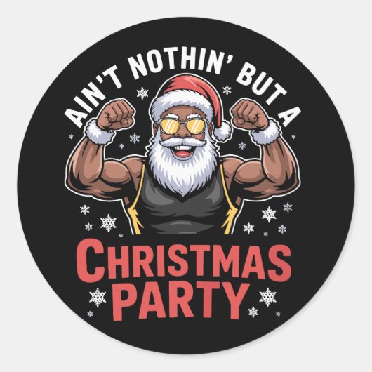 Afroamerikanischer Weihnachtsmann Weihnachts-Pyjam Runder Aufkleber (Vorderseite)