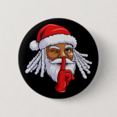 Afroamerikanischer Weihnachtsmann Weihnachtsfeier  Button (Vorderseite)