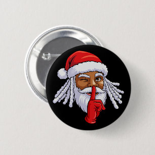Afroamerikanischer Weihnachtsmann Weihnachtsfeier Button