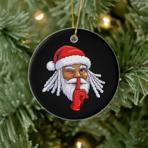 Afroamerikanischer Weihnachtsmann Weihnachtsfeier  Keramik Ornament