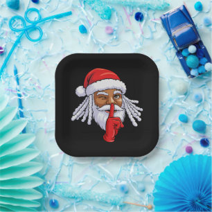 Afroamerikanischer Weihnachtsmann Weihnachtsfeier Pappteller