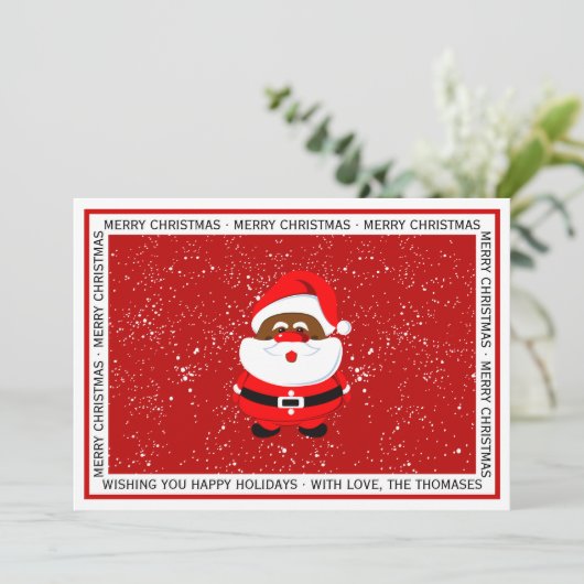 Afroamerikanischer Weihnachtsmann - Weihnachtsrote Feiertagskarte (Stehend Vorderseite)