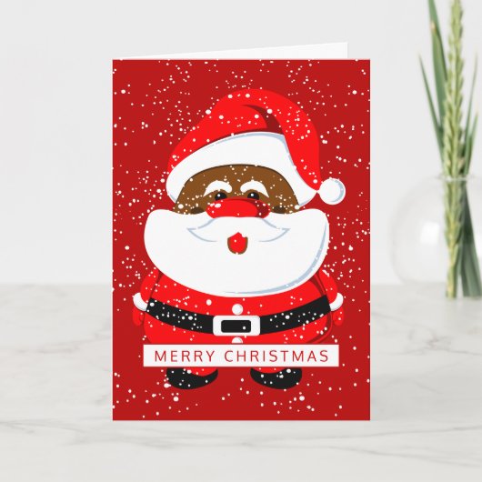 Afroamerikanischer Weihnachtsmann - Weihnachtsrote Feiertagskarte (Vorderseite)
