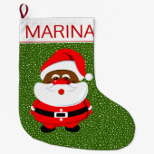 Afroamerikanischer Weihnachtsmann weiß grün Großer Weihnachtsstrumpf (Vorderseite)