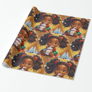 Afroamerikanischer Weihnachtsschokolade Geschenkpapier