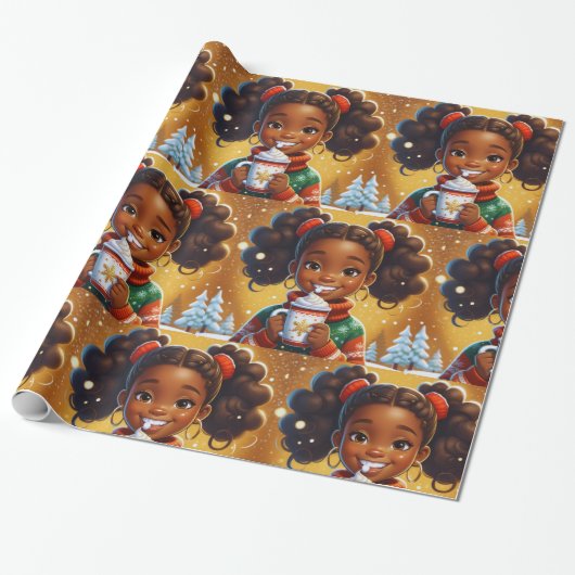 Afroamerikanischer Weihnachtsschokolade Geschenkpapier (Ungerollt)