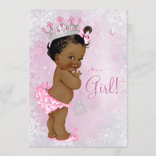 Afroamerikanischer Winter Wonderland Baby Shower Einladung
