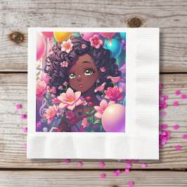Afroamerikanisches Anime Girl Personalisiert zum G Serviette