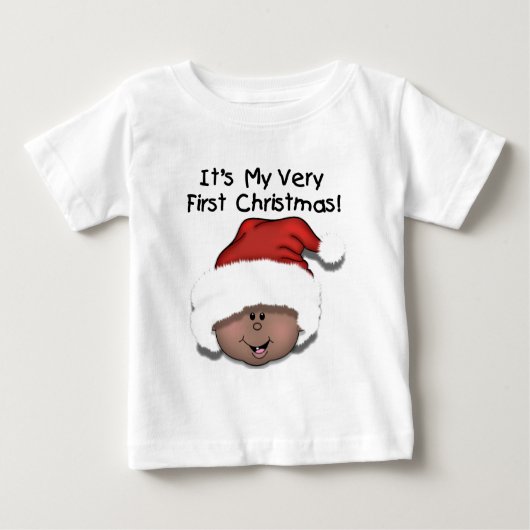 Afroamerikanisches Baby 1. Weihnachten Baby T-shirt (Vorderseite)