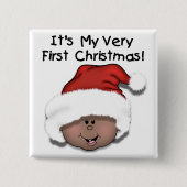 Afroamerikanisches Baby 1. Weihnachten Button (Vorderseite)