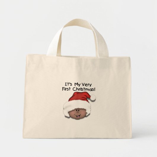 Afroamerikanisches Baby 1. Weihnachten Mini Stoffbeutel (Vorne)