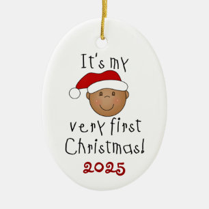 Afroamerikanisches Baby 1. Weihnachtsdekoration Keramik Ornament
