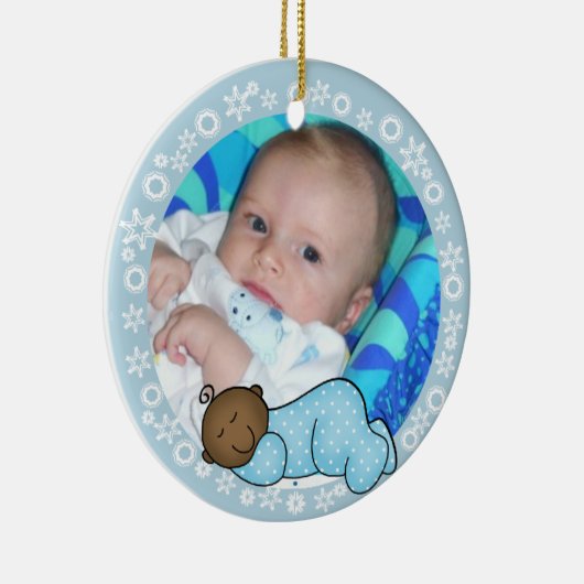 Afroamerikanisches Baby 1. Weihnachtsdekoration Keramik Ornament (Rechts)