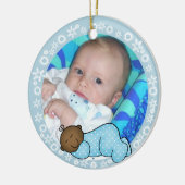 Afroamerikanisches Baby 1. Weihnachtsdekoration Keramik Ornament (Links)