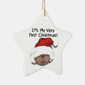 Afroamerikanisches Baby 1. Weihnachtsdekoration Keramikornament (Rechts)