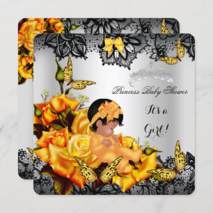 Afroamerikanisches Baby-Duschmädchen Butterfly Gel Einladung