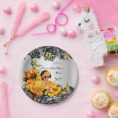 Afroamerikanisches Baby-Duschmädchen Butterfly Gel Pappteller (Party)