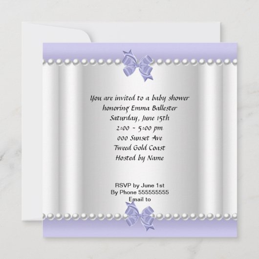 Afroamerikanisches Baby-Duschmädchen Lila Zebra Einladung (Rückseite)