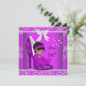 Afroamerikanisches Baby Duschmädchen Pink Shoe Einladung (Stehend Vorderseite)