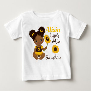 Afroamerikanisches Baby-Mädchen mit Sonnenblumenbl Baby T-shirt