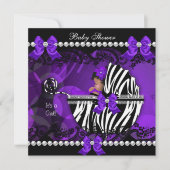 Afroamerikanisches Baby Shower Girl Lila Zebra 2 Einladung (Vorderseite)
