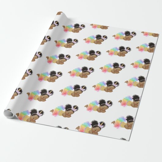 Afroamerikanisches Baby Unicorp Wrapping Paper Geschenkpapier (Ungerollt)