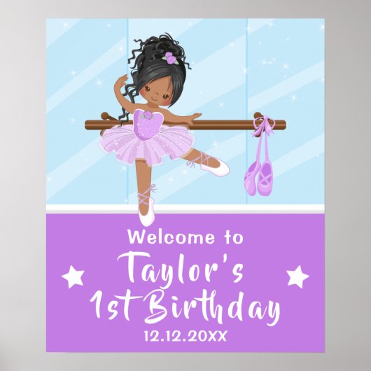 Afroamerikanisches Ballett Lila Tutu Begrüßungszei Poster (Vorne)