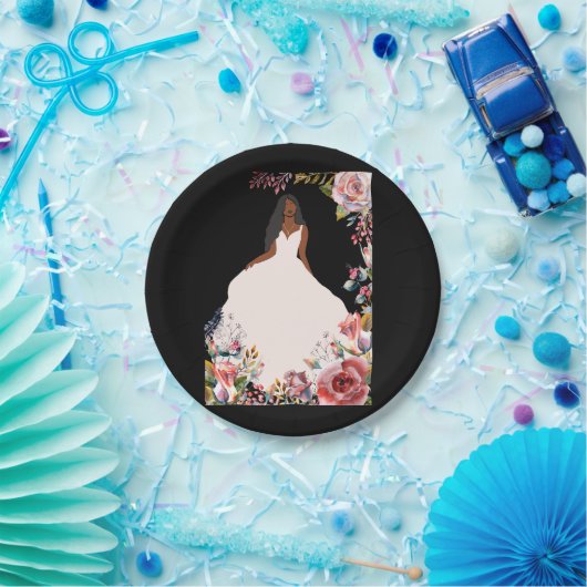 Afroamerikanisches Brautparty-Papierplatte Pappteller (Party)