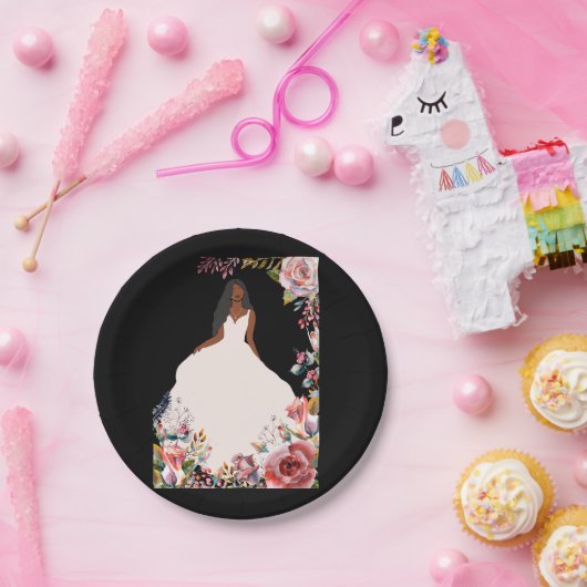 Afroamerikanisches Brautparty-Papierplatte Pappteller (Party)