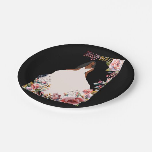 Afroamerikanisches Brautparty-Papierplatte Pappteller (Schrägansicht)