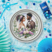 afroamerikanisches Hochzeitspaar Pappteller (Party)