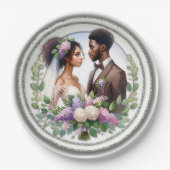 afroamerikanisches Hochzeitspaar Pappteller (Vorderseite)