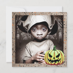 Afroamerikanisches Kind mit großen Augen Halloween Einladung