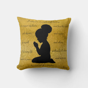 Afroamerikanisches Kind mit Kissen betend Silhouet