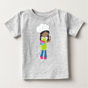 Afroamerikanisches Mädchen, Backen, Bäckerei, Bäck Baby T-shirt