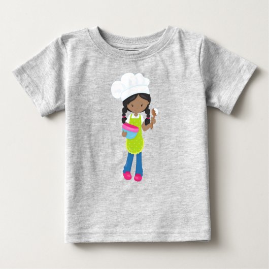 Afroamerikanisches Mädchen, Backen, Bäckerei, Bäck Baby T-shirt (Vorderseite)