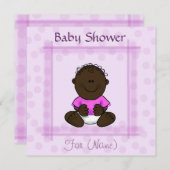 Afroamerikanisches Mädchen-Duschbad Einladung (Vorne/Hinten)