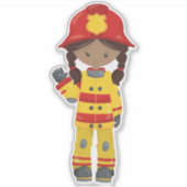 Afroamerikanisches Mädchen, Girl Fireman, Feuerweh Aufkleber (Vorderseite)