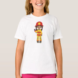 Afroamerikanisches Mädchen, Girl Fireman, Feuerweh T-Shirt