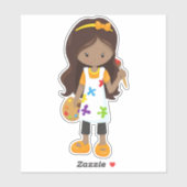 Afroamerikanisches Mädchen, Maler, Malerei, Pinsel Aufkleber (Blatt)