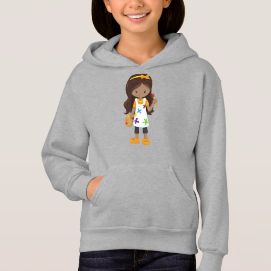 Afroamerikanisches Mädchen, Maler, Malerei, Pinsel Hoodie (Vorderseite)