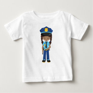Afroamerikanisches Mädchen, Polizeimädchen, Polize Baby T-shirt
