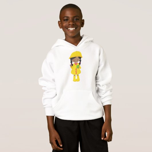 Afroamerikanisches Mädchen, Regenmantel, Regen, St Hoodie (Vorne ganz)