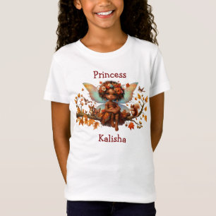 Afroamerikanisches Mädchen Woodland Prinzessin Fee T-Shirt