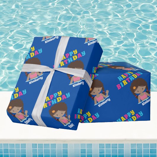 Afroamerikanisches Party Girl Custom Geburtstag Geschenkpapier