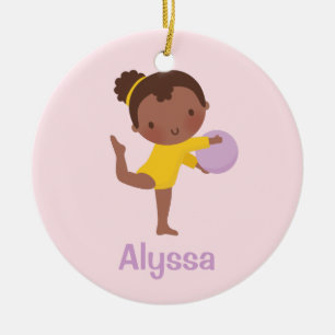 Afroamerikanisches Turnmädel-Turnen-Ornament Keramikornament