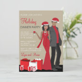 Afroamerikanisches Weihnachtsessen Party Einladung (Stehend Vorderseite)