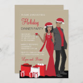 Afroamerikanisches Weihnachtsessen Party Einladung (Vorne/Hinten)