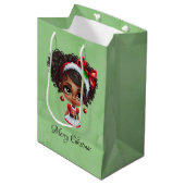 Afroamerikanisches Weihnachtskleid Mittlere Geschenktüte (Vorderseite Schrägansicht)